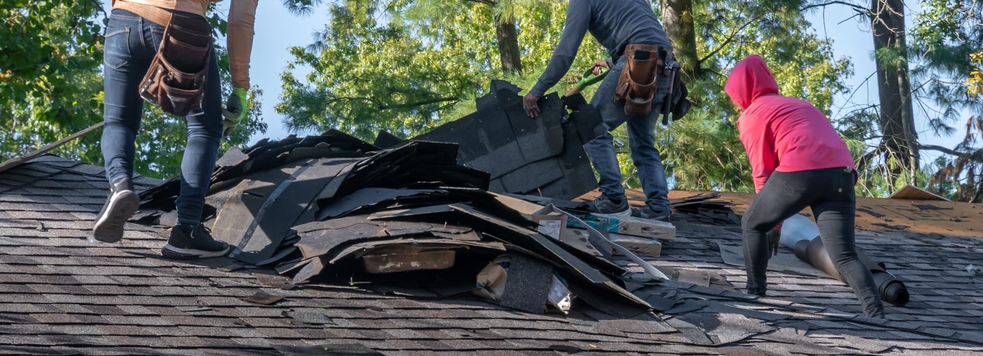 Storm damage to a residential roof